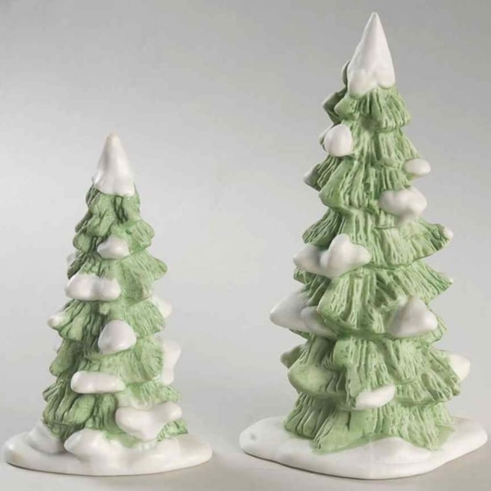 Dept 56 Heritage Village Snow Capped Pine Tree Accessories Set of 2 Vintage